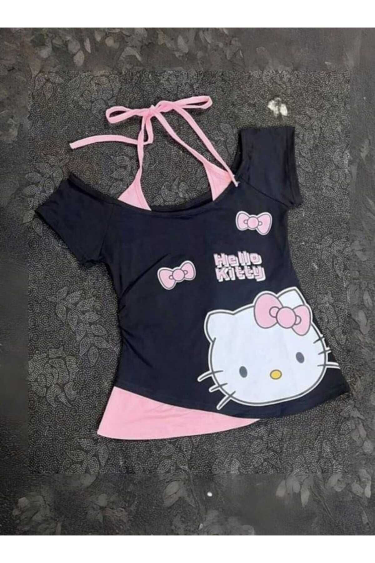 Hello Kitty ek askılı Y2K Bluz Lacivert - M
