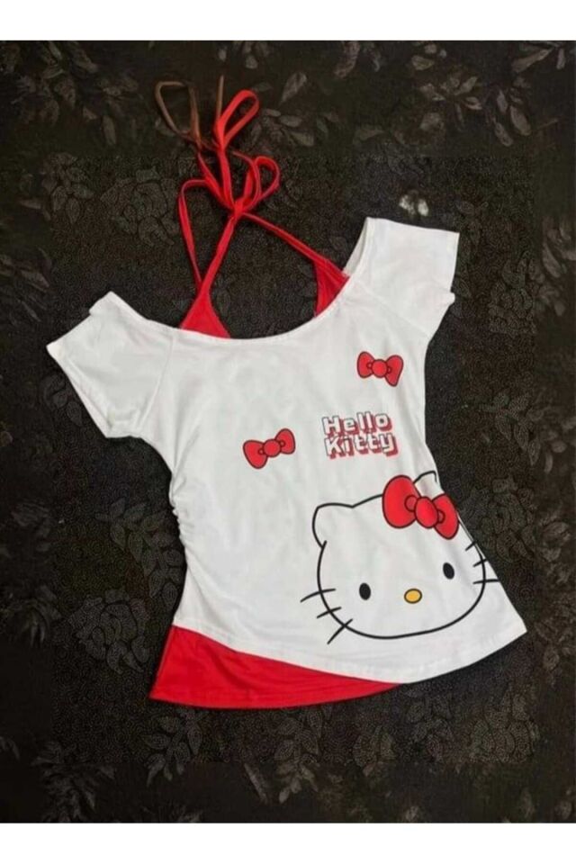 Hello Kitty ek askılı Y2K Bluz Beyaz - S