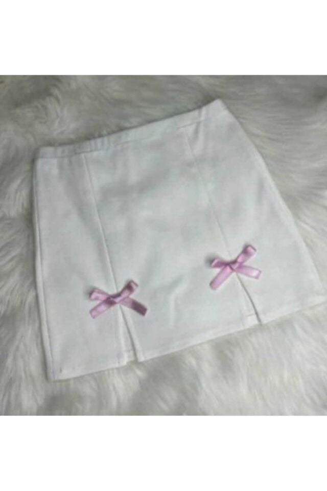 Coquette Lolita çift yırtmaçlı kurdeleli mini etek