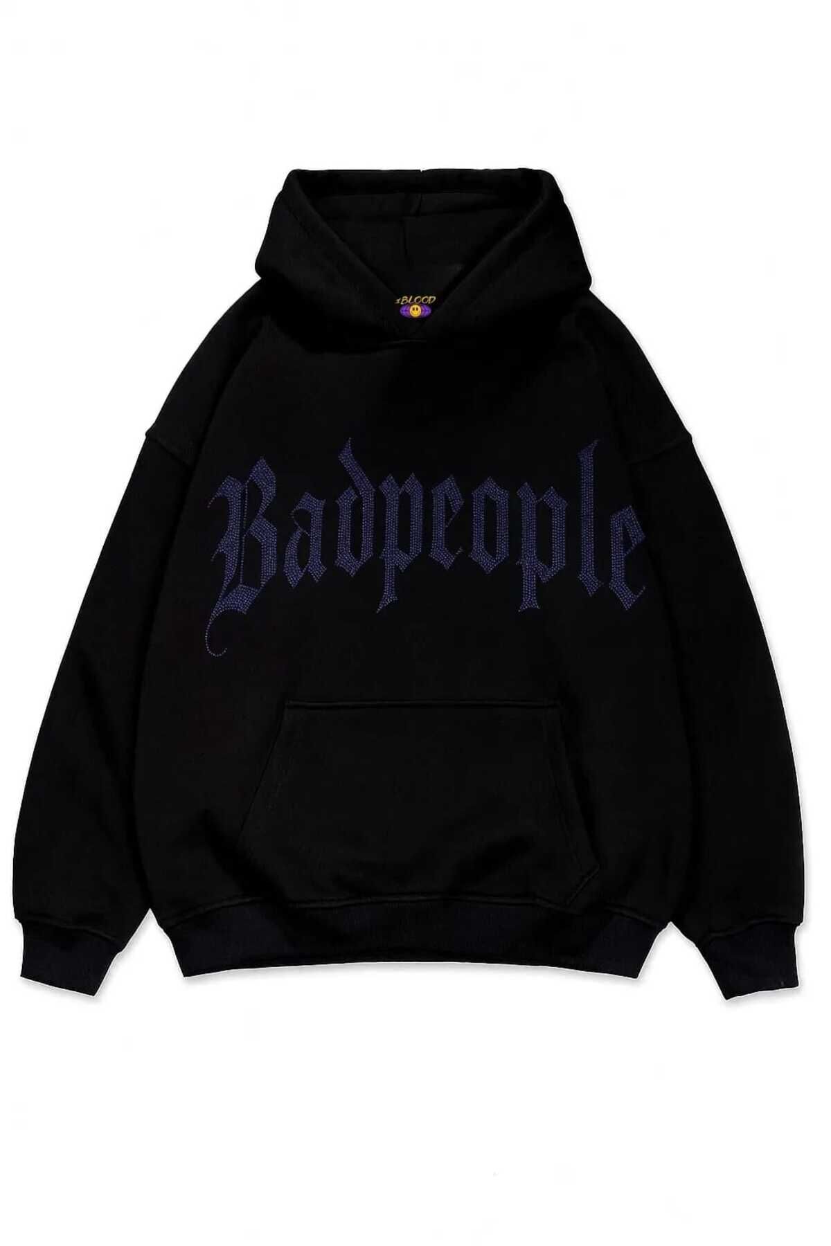 Come Back Taş Baskılı Unisex Oversize Kapüşonlu Sweatshirt Pembe - S