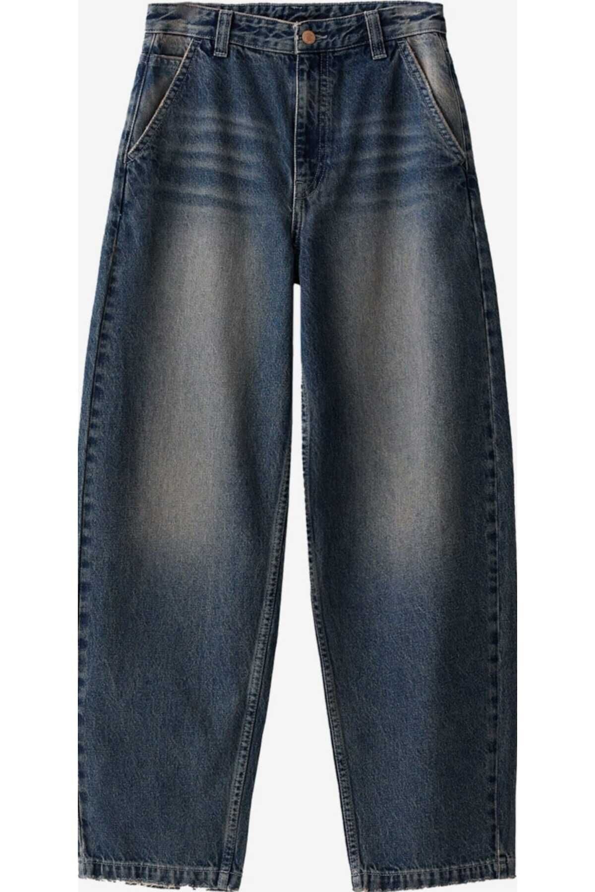 aggy Eskitme Lacivert Skater Jean