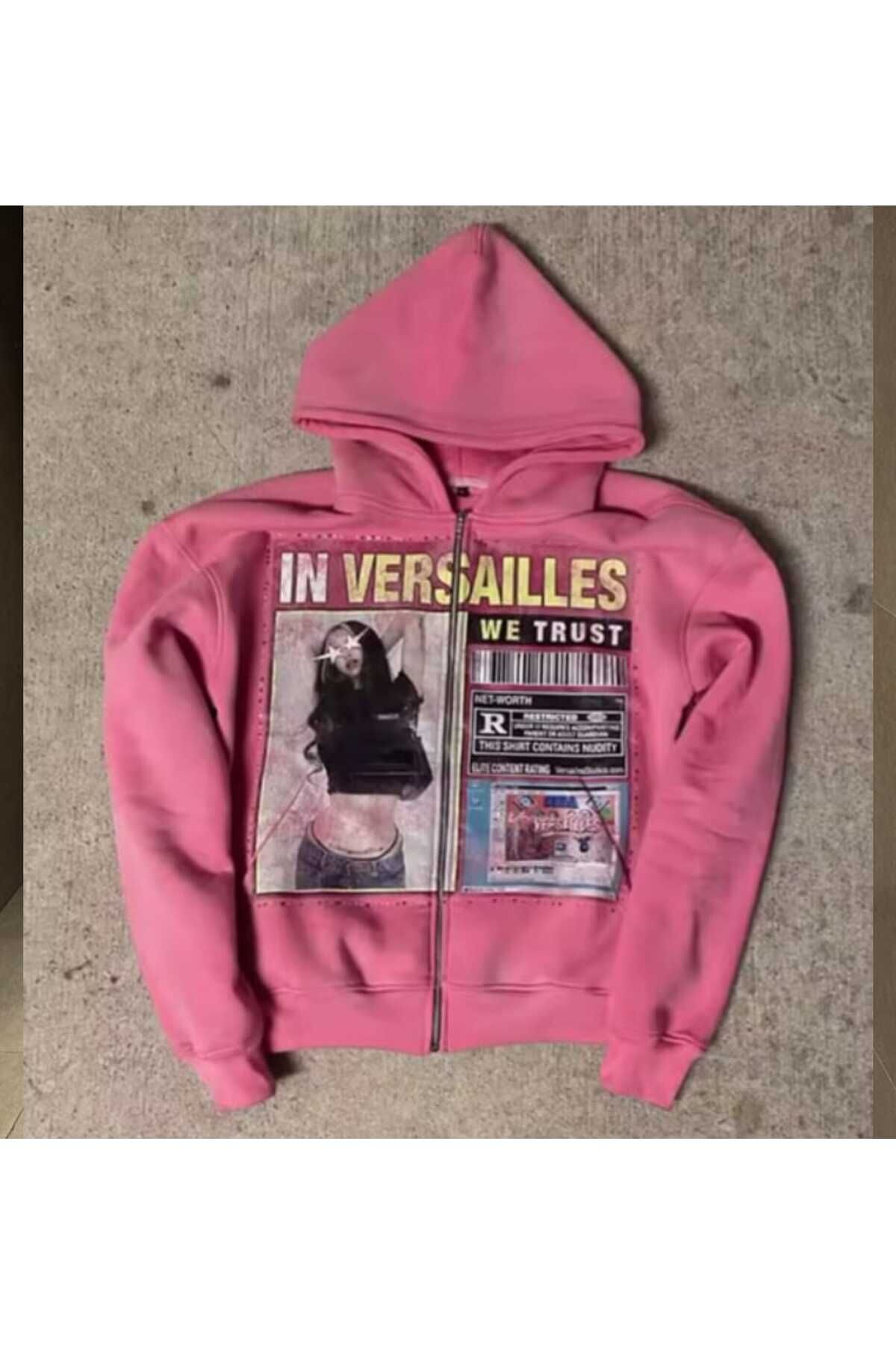 In Versailles Harajuku Y2K Unisex Kapüşonlu Unsiex Hırka Pembe - S
