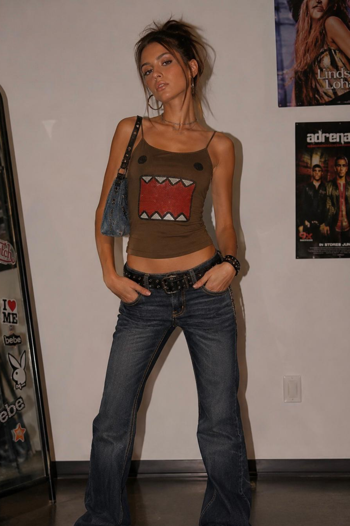 Domo Kunn Askılı Taşlı Y2k Crop