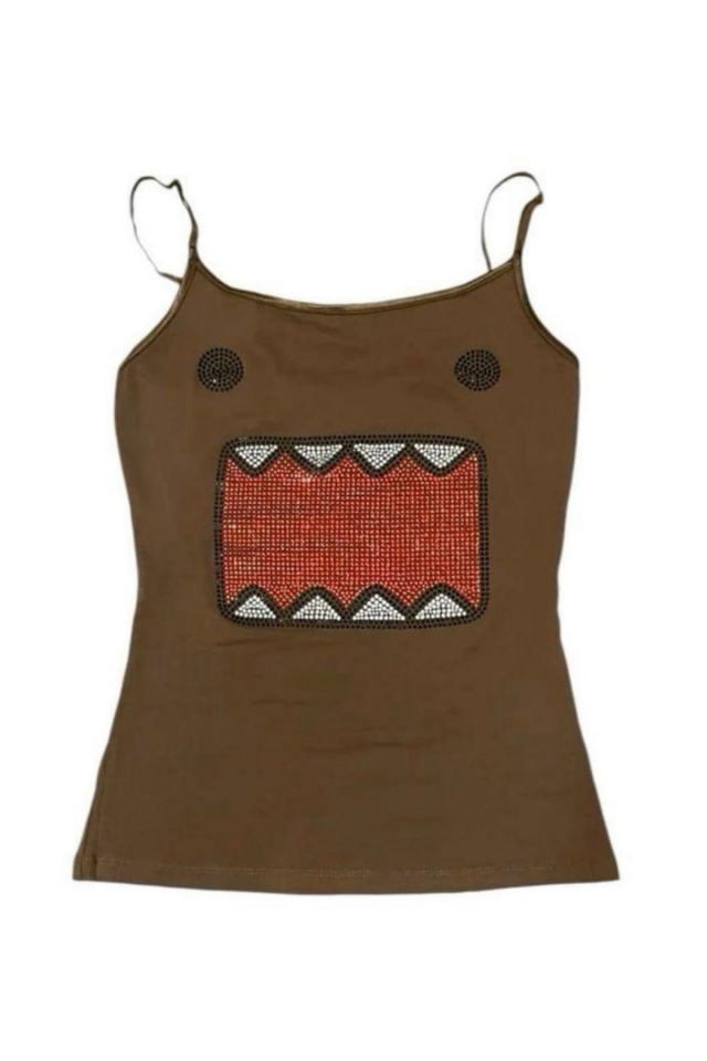 Domo Kunn Askılı Taşlı Y2k Crop