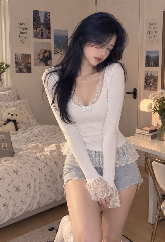 Victorian Gothic soft tam boy dantel detaylı uzun kol bluz