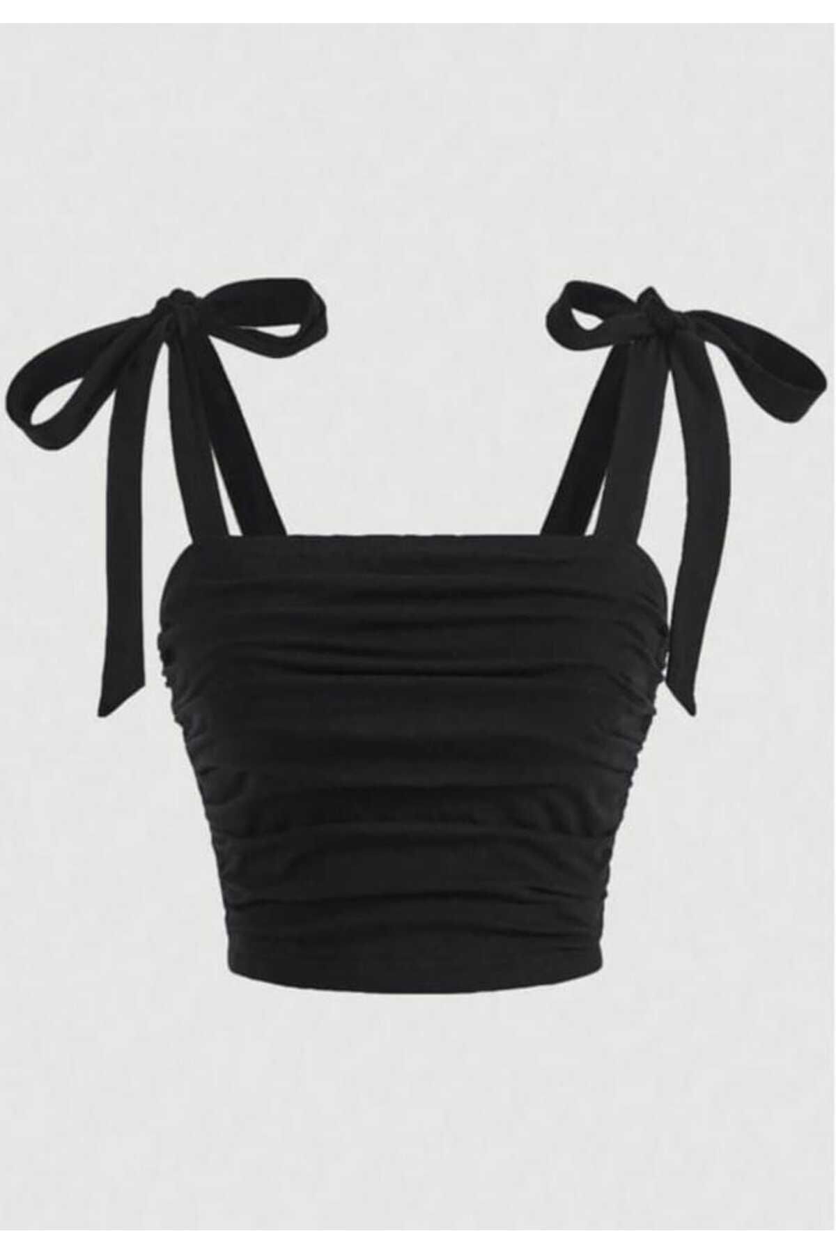 Coquette fiyonk bağlamalı yanları büzgülü bluz