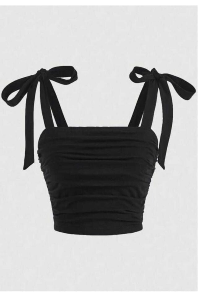 Coquette fiyonk bağlamalı yanları büzgülü bluz