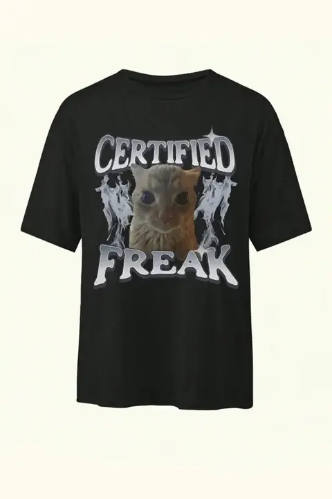 Siyah Certified Freak Cat Grunge Y2K Unisex T-Shirt