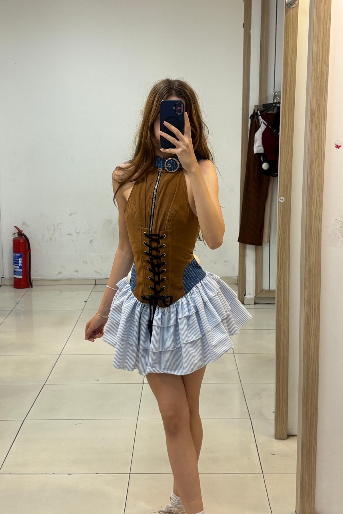 Kadın Fırfır Detaylı Korse Tasarımlı Mini Elbise