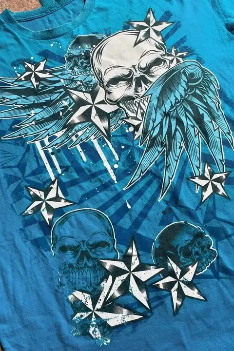 Mavi Gotik Skull Stars Y2K Unisex T-Shirt