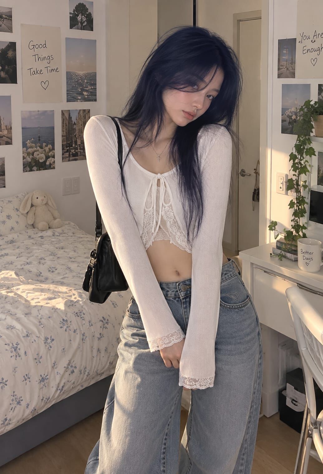 Coquette Lolita beyaz  dantel detaylı tam boy bolero