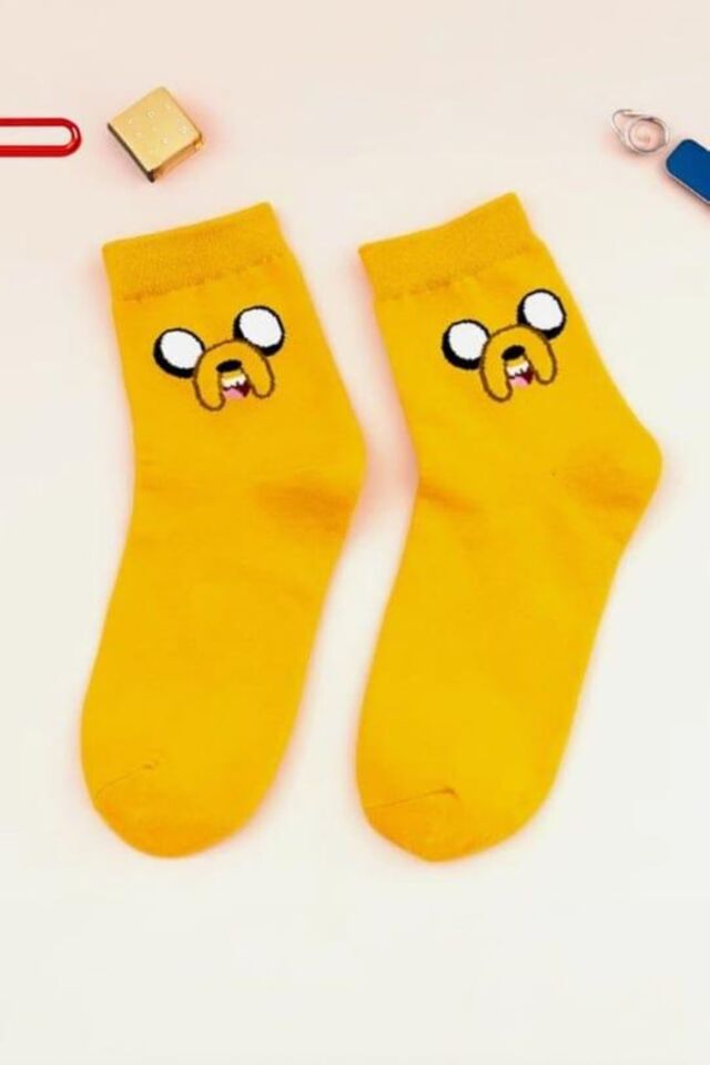Adventure time sarı soket çorap
