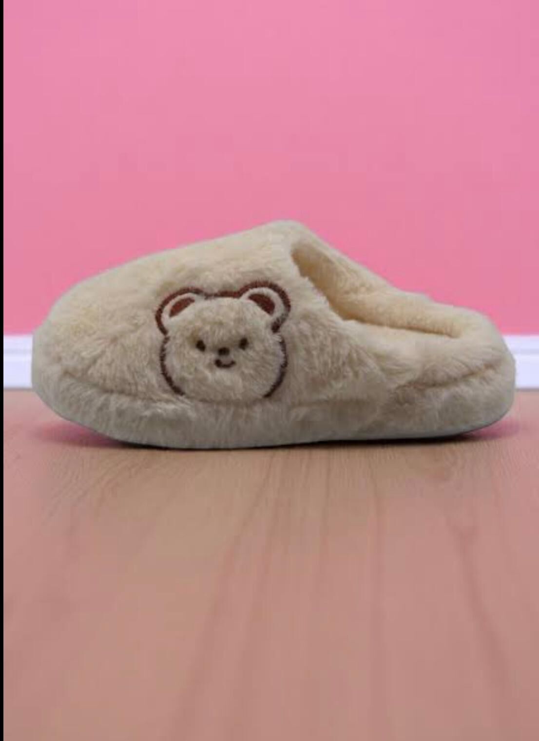 Ayıcık Baskılı Peluş Kadın Ev Terliği