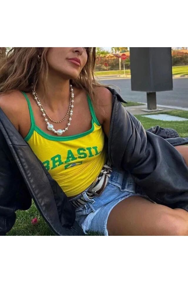 Brasil Yeşil Askılı Sarı Pinterest Crop