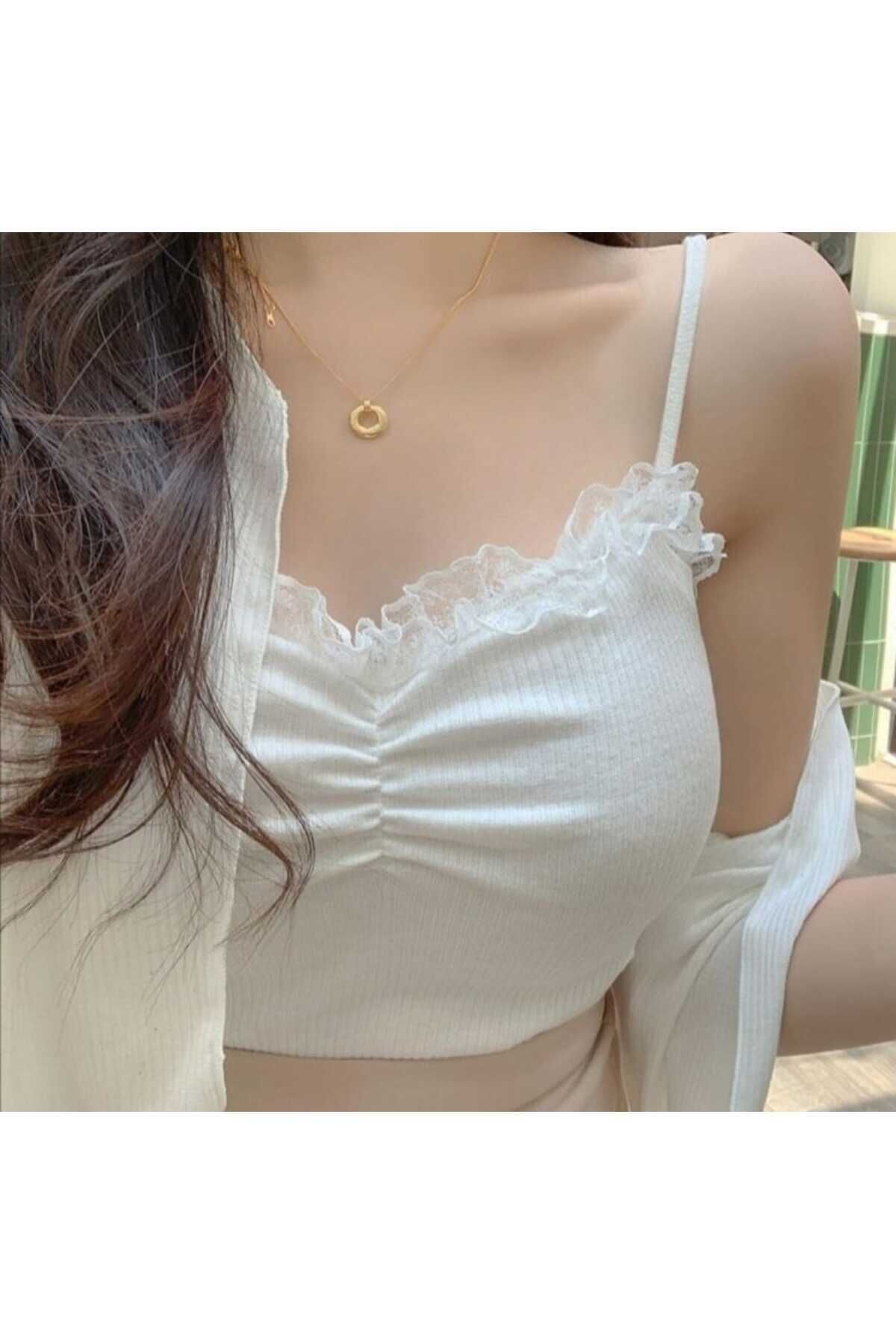 Hırka & crop ikili Pinterest takım Beyaz - XXS/P
