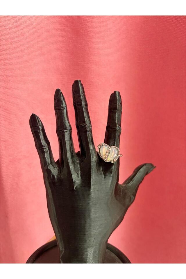 Pinterest Coquette Lolita Blue Heart Pırlanta Taşlı Gümüş Kaplama Ayarlanabilir Yüzük Gümüş - Tek Ebat