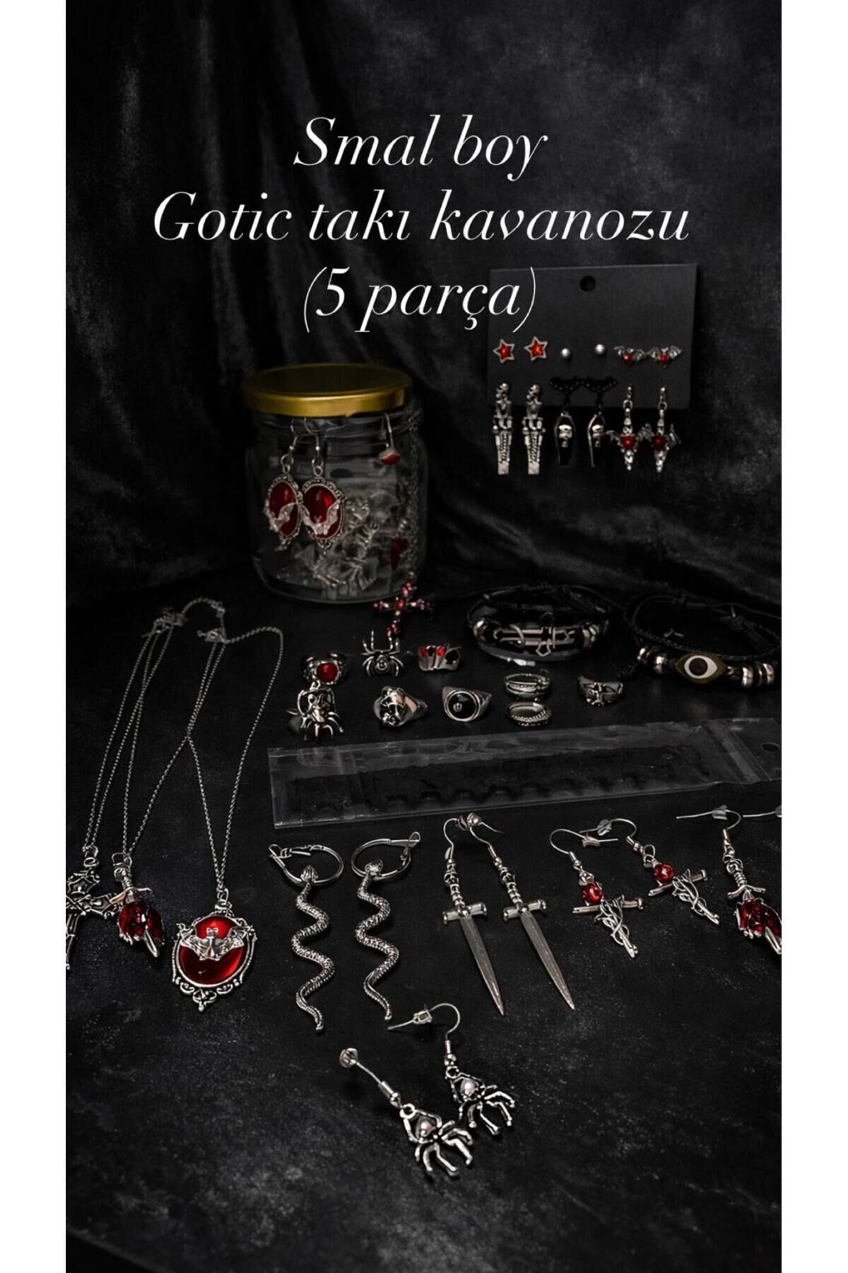 Small boy gotik Skull punk takı kavanozu jewery jar Gümüş - Küçük Boy