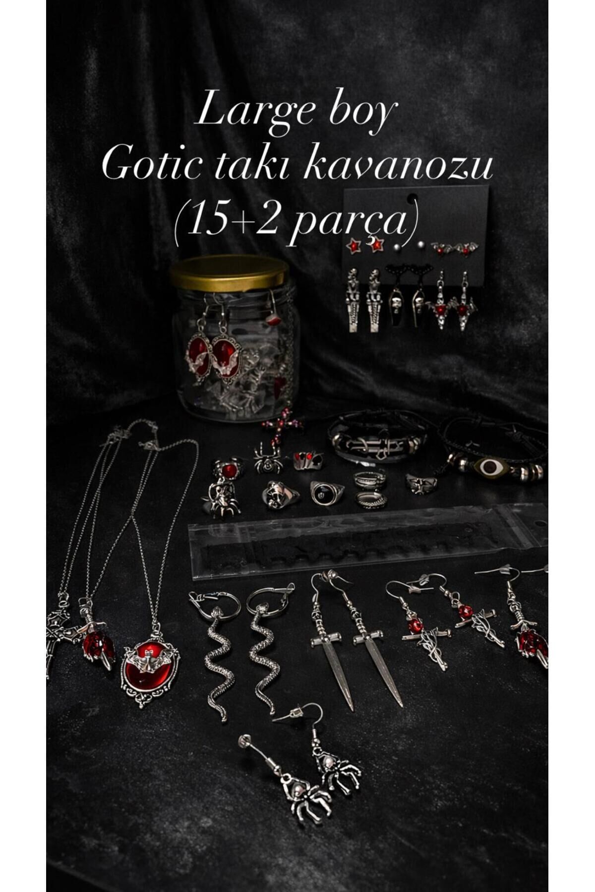 Large boy gotik Skull punk takı kavanozu jewery jar Gümüş - Büyük Boy