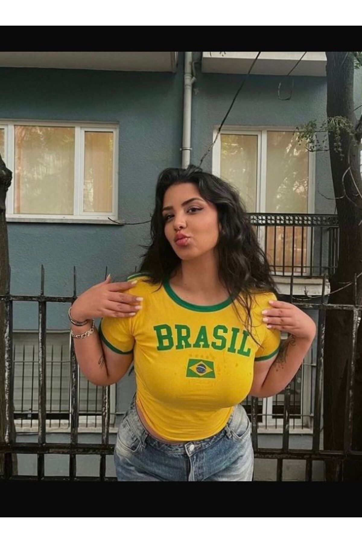 Brasil Kısa Kollu Bluz Sarı - M