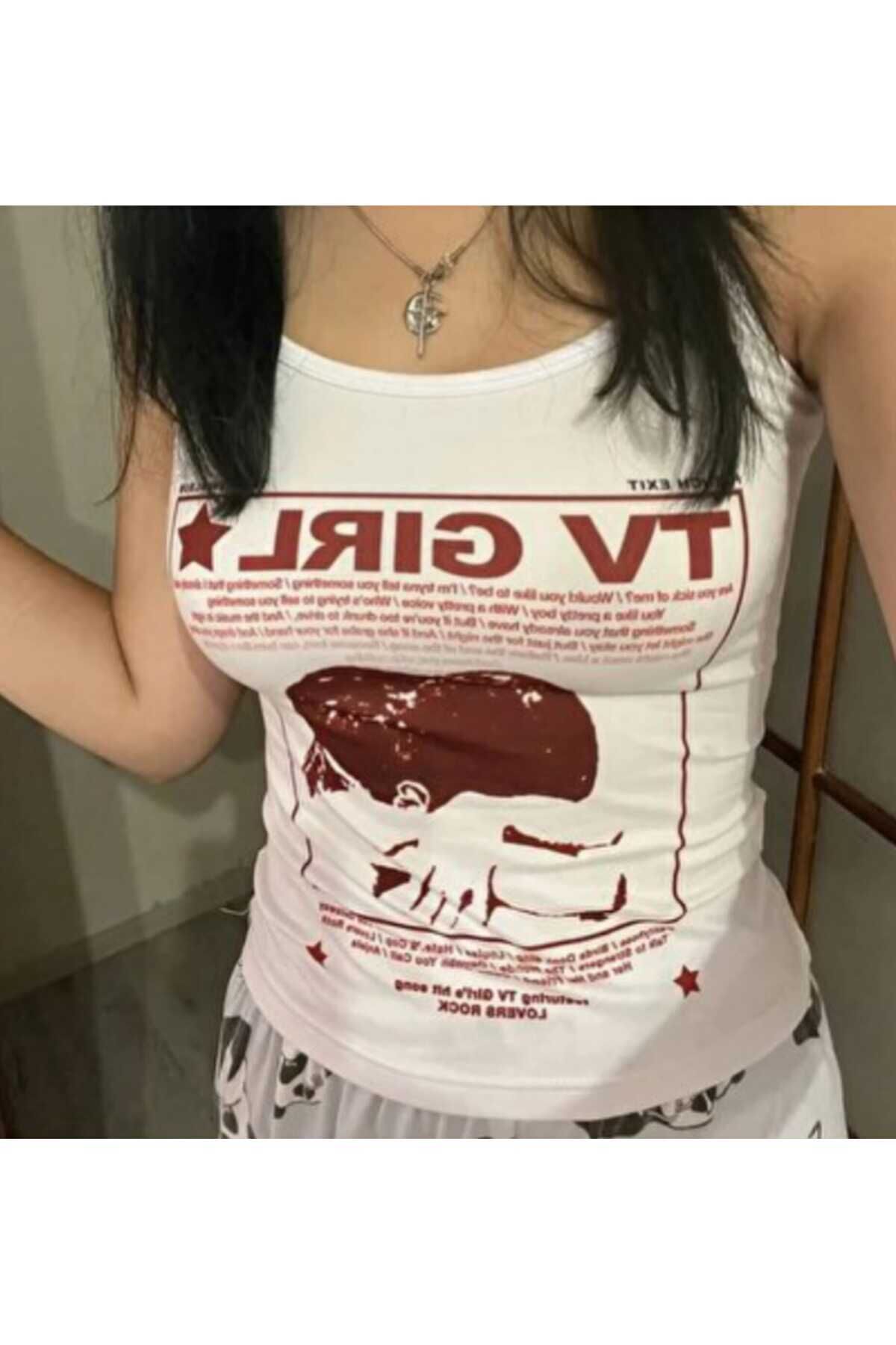 Tv Girl Lovers Rock Askılı Crop Beyaz - L