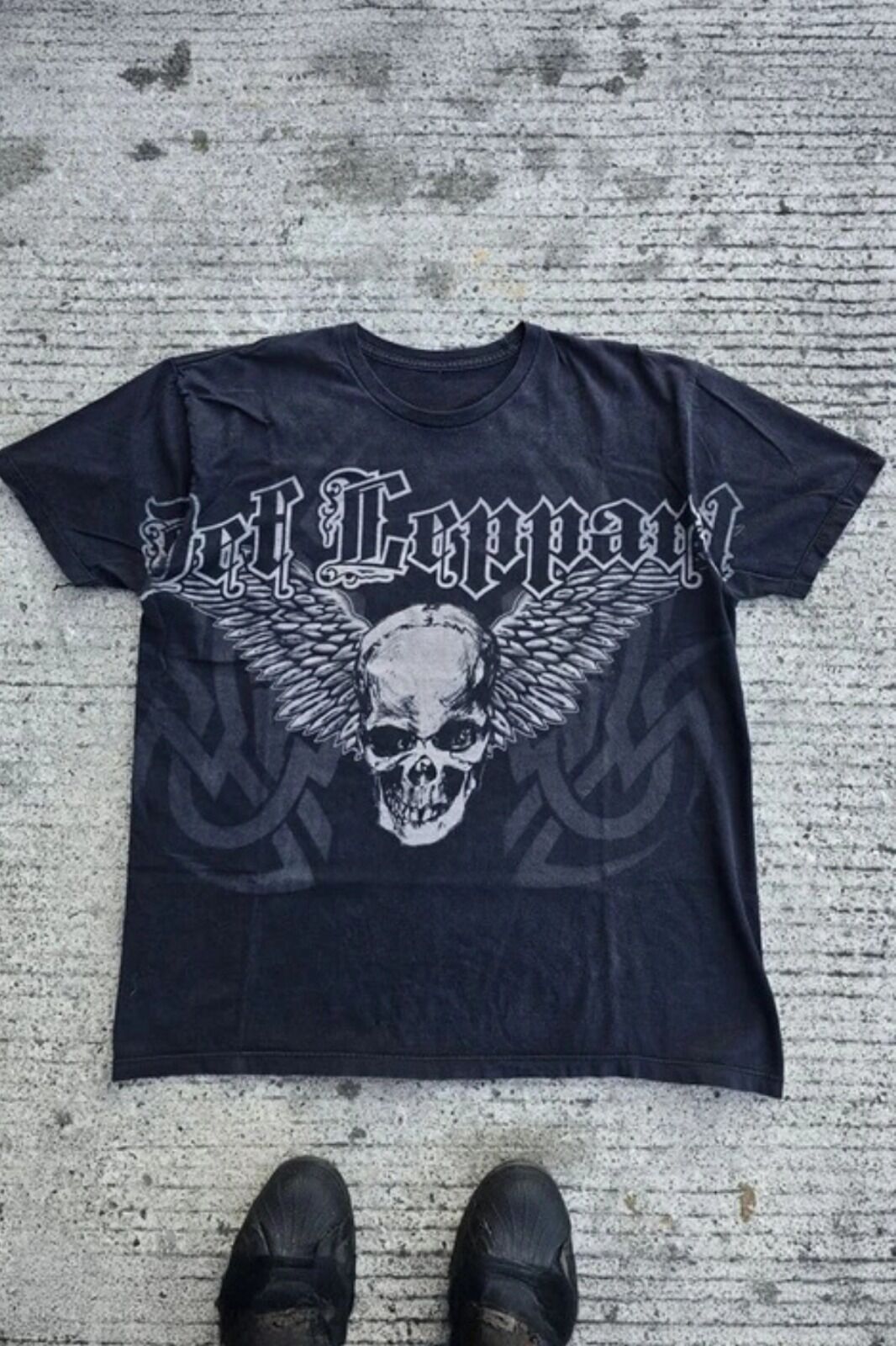 Siyah Gotik Def Leppard Skull Y2K Unisex T-Shirt