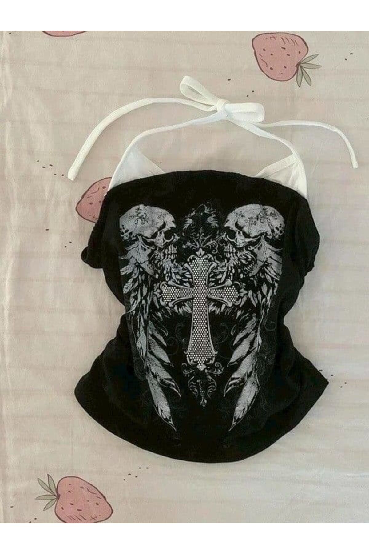 Y2k ek askılı iskelet gotik fairycore bluz Siyah - XS
