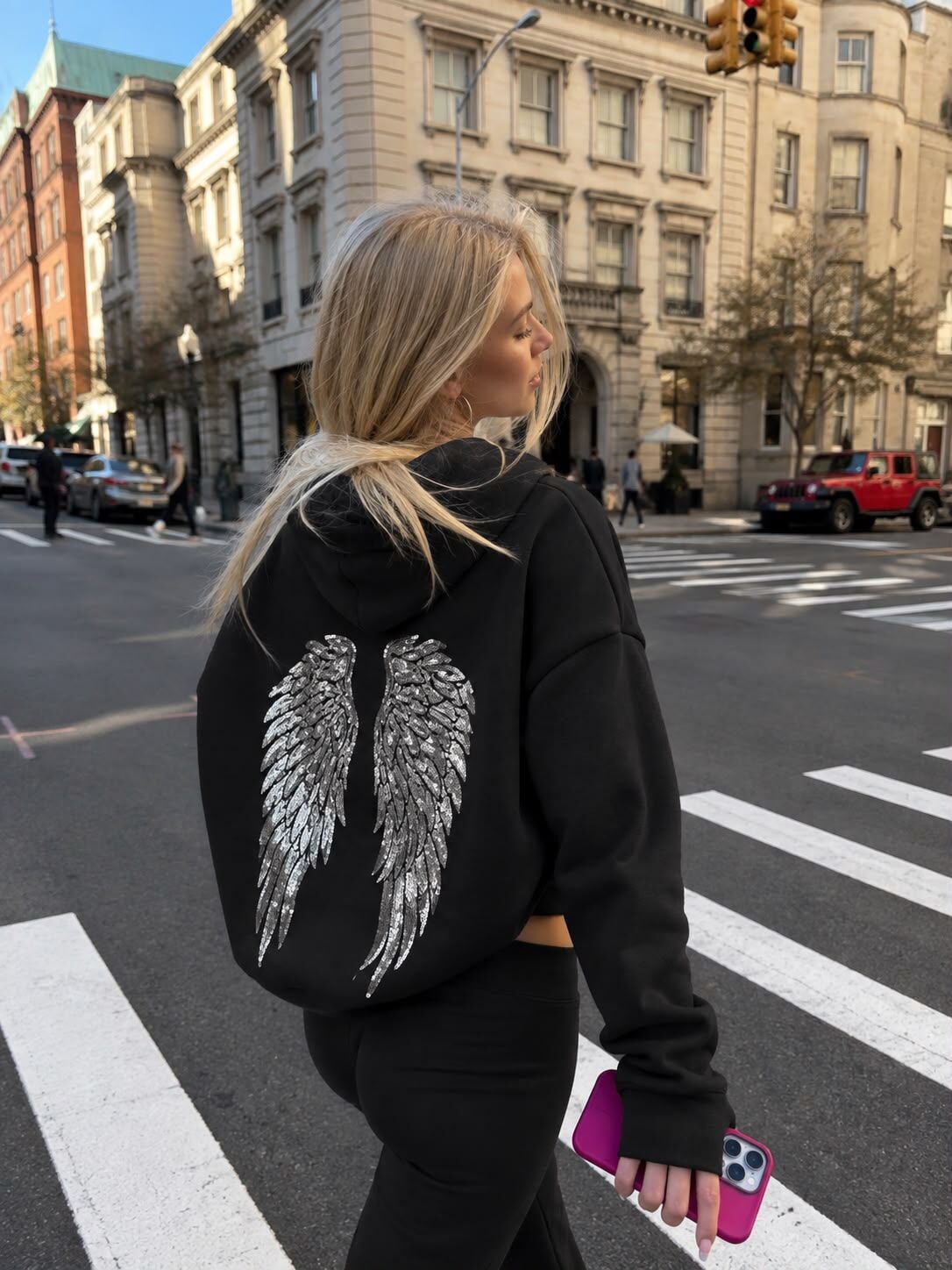 Sabduedd siyah silver kanatlı Oversize viral 2iplik sweatshirt