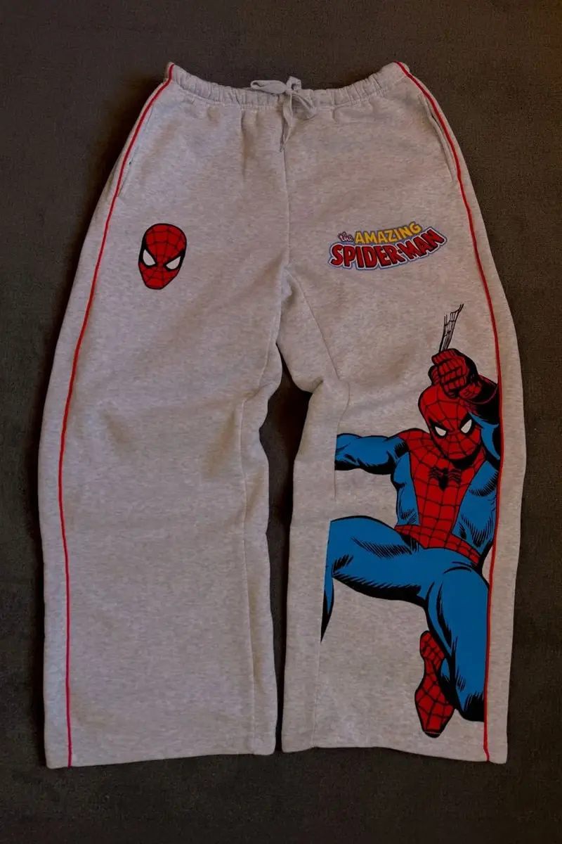 Gri Melanj Always Amazing Spider Kırmızı Şeritli Unisex Eşofman Altı